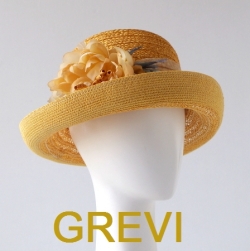 【greviストロー】ストローハット 花　コサージュ フラワー リボン グレヴィの麦わら帽子 イタリア直輸入ハット UV帽子 紫外線防止 フィレンツェ★送料無料