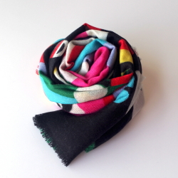 【YARNZ】16AW/ヤーンズ MOD ART カシミア ウール カシミヤ ストール 大判　カシミアストール ヤーンツ 黒 マルチ★送料無料