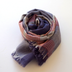 【YARNZ NEWYORK】16SS ヤーンズ STANDARD FORM マルチストライプ カシミア50%・シルク50%　カシミヤストール 大判 ストール ヤーンツ NAVY★送料無料