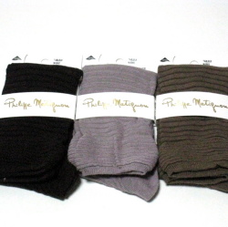 【フィリップマティグノン（Philippe matignon)】コットンストライプ ハイソックス★メール便対応