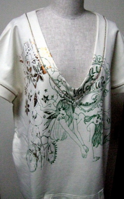 【GALLIANO】ガリアーノのスェットワンピース（Vネック） ミラノで買付けの並行輸入スェットTシャツワンピース（ホワイト）★送料無料