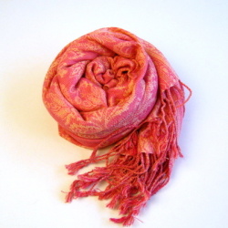 【コットンジャガード】ペイズリー・花柄のコットンストール/52cm×200ｃｍピンク/グリーン★メール便対応