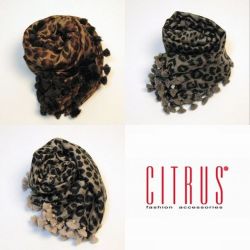 【CITRUS シトラス】13AWストール animaria/ レオパードストール  ウール/ポンポン/ＣＡＴ＜CITRUSストール公式ショップ＞★送料無料