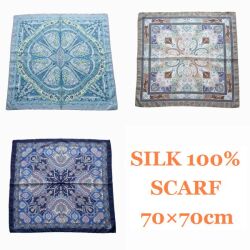 シルク スカーフ 大判 シルク100% 薄手 秋冬 春夏 大判 シルク100% 70-75×75cm 正方形 シルクスカーフ ストール おしゃれ ペイズリー柄 花柄 紫外線 冷房対策 大判スカーフ 絹 レディース メンズ SILK UVカット インド製 母の日 誕生日ギフト★メール便対応