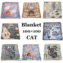 猫柄 ブランケット 裏ボア ひざ掛け 100×100cm もこもこ あったか 小さめ 毛布 ネコ柄 猫好き ギフト 冬 防寒 オフィス 在宅ワーク 手洗い可 15種類から選べる