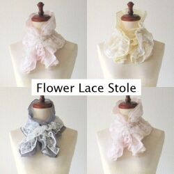 コットン リネン スカーフ ストール 差し込み式 レース 花柄 フリル 小さめ フラワー 綿 麻 春夏 夏 夏用 冷房対策 春 春物 夏用ストール インド綿 マフラー ネックカバー ネックウォーマー UV UVカット レディース★メール便対応