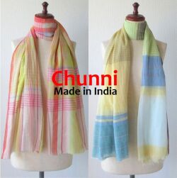 コットン ストール 大判 マドラスチェック ストライプ ボーダー チェック カディ ハンドルーム 綿100% インド製 春物 春夏 夏 用 冷感 UVカット 冷房対策 春 薄手 インド綿 Chunni UV 紫外線防止 ショール メンズ レディース ★メール便対応