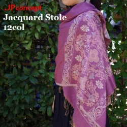 【ジャガード ストール】春夏 秋冬 大判 12カラー 花柄 大判ストール パシュミナの風合いのストール 厚手 ★メール便対応