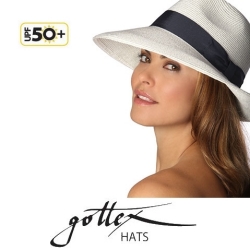 【gottex ゴテックス】中折れ帽子 ストローハット UPF50+ 麦わら帽子/メンズ/ブラック/UVカット＜gottex中折れ 帽子 ハット ショップ＞★送料無料