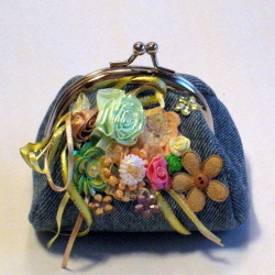 【デニムポーチ（がま口）】1点もの！ハンドメイドポーチ☆メール便対応