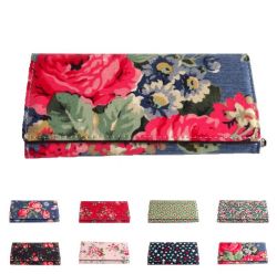 【長財布】ロングウォレット 二つ折り財布/Zip Wallet/花柄　スター　バラ　小花　ペイズリー/小銭入れ付　黒　赤/レディース★メール便対応　