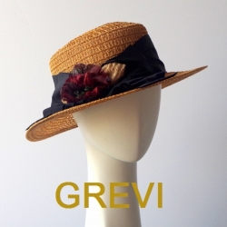 grevi firenze 麦わら帽子 グレヴィ ストロー ハット 花 コサージュ かわいい UV 夏 夏帽子 レディース UVカット おしゃれ イタリア直輸入 UV帽子★送料無料