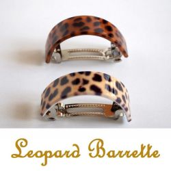【ヘアアクセサリー】バレッタ アニマル柄/ヒョウ柄/半円/シンプル・結婚式・2次会/オフィス/ブラウン・ベージュ★メール便対応