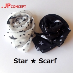 スター 星柄 ロング ストール スカーフ 春 春物 春夏 冷房対策 大判 黒や白 秋冬 ショール 大判ストール ロングストール シルクタッチ 夏用ストール冷房対策 メンズ レディース  UVカット UV ロングストール★メール便対応