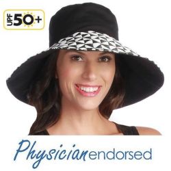 【Physiciane endorsed】折りたたみ 帽子 ブラック/ホワイト UPF50+ /UV帽子/ひよけ・ハット・つば広＜折りたたみ 帽子の専門店＞