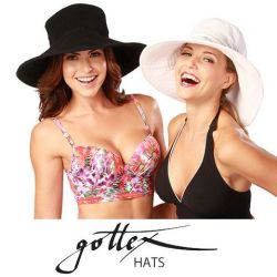 【gottex ゴテックス】UVカット タオル地のつば広 UPF50+ /ホワイト/フリーサイズ＜gottexUVカット帽子専門店＞