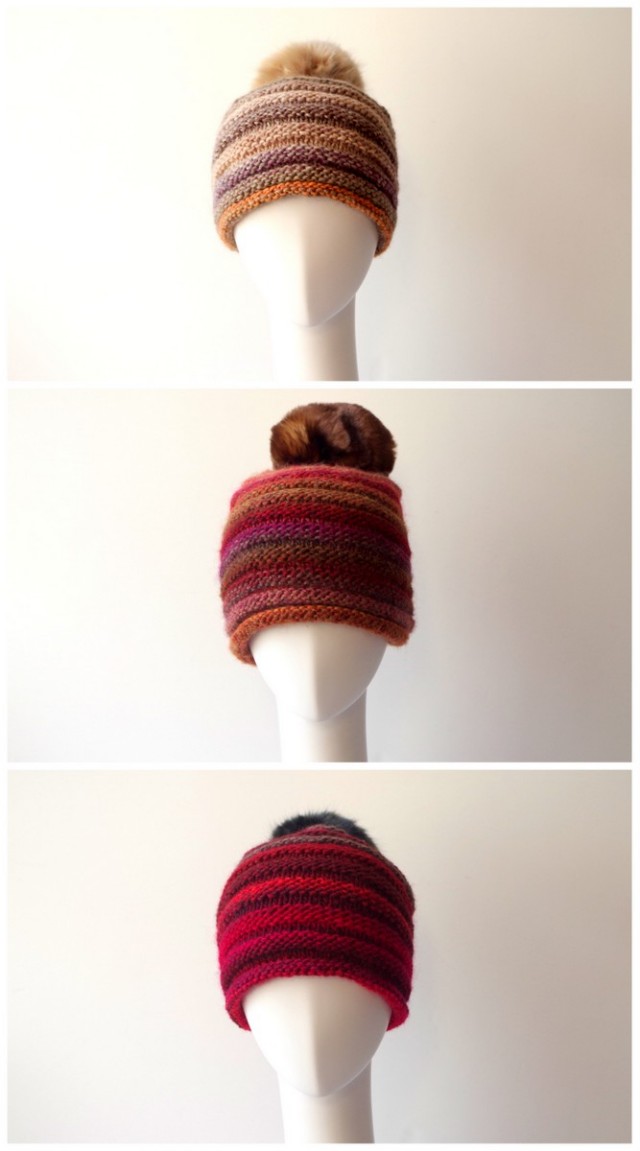 grevi ボンボンニット グレヴィのニット帽 ニットキャップ ポンポン付