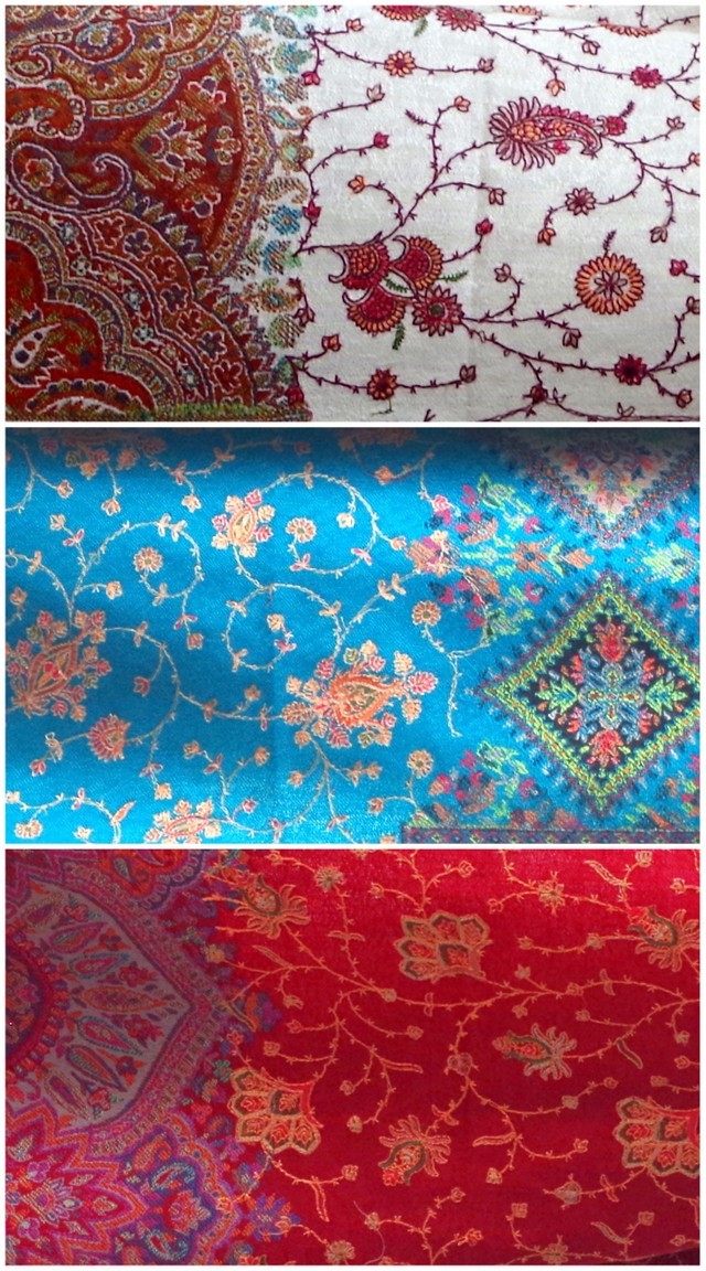 楽天市場】ゴージャス手刺繍インド製 パシュミナ カシミール刺繍