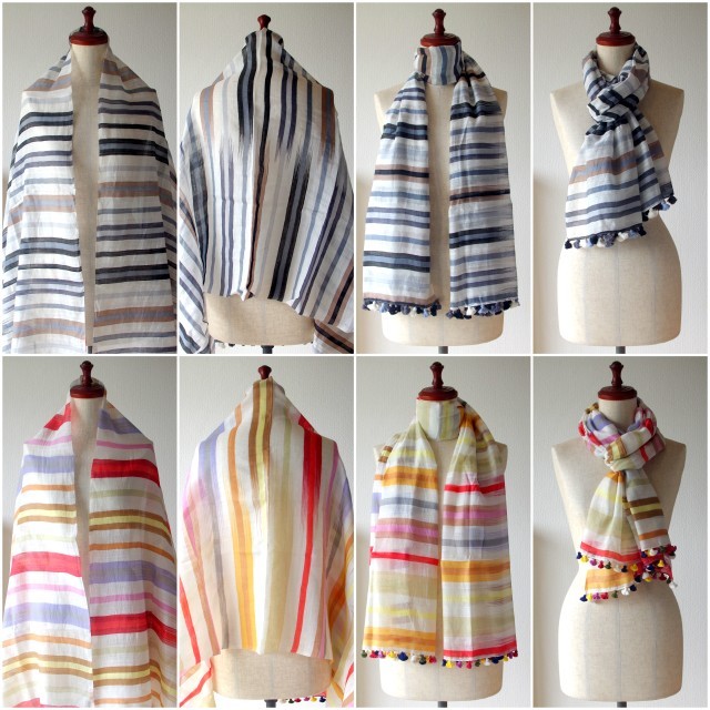 カラフル ストライプ ストール ポンポン付き Amazon | [.a all over the world] ポンポン ストール