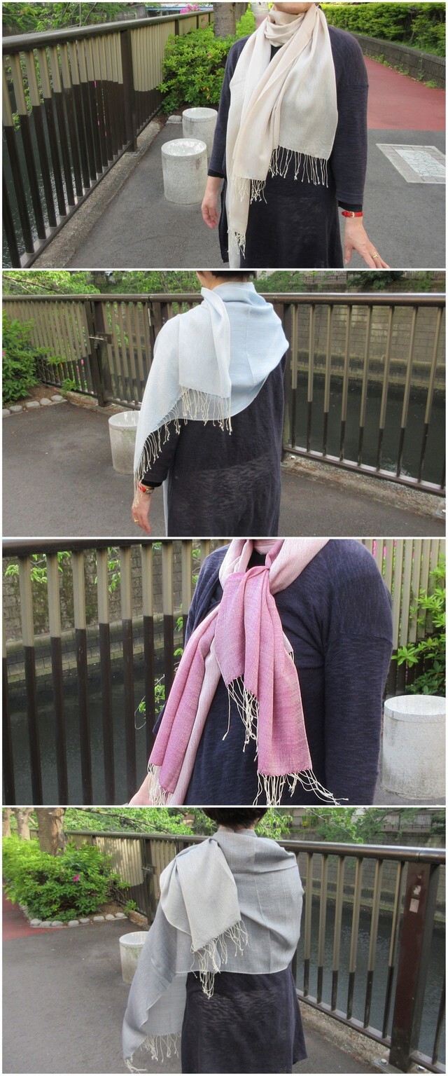 ストール シルク ウール 大判 リバーシブル 秋冬 大判ストール 春 春夏