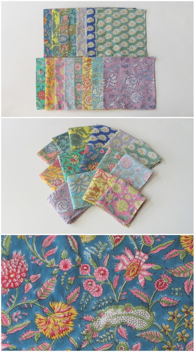 バンダナ 大きめ ハンカチ かわいい インド綿 ブロックプリント 50