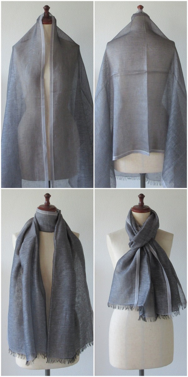 インド製 カディアンドコー Khadi&amp;co コットン 大判ストール ライトグレー/ショール サイドフリンジ【2400014516579】 インド製 カディアンドコー Khadi&co コットン 大判ストール ライト