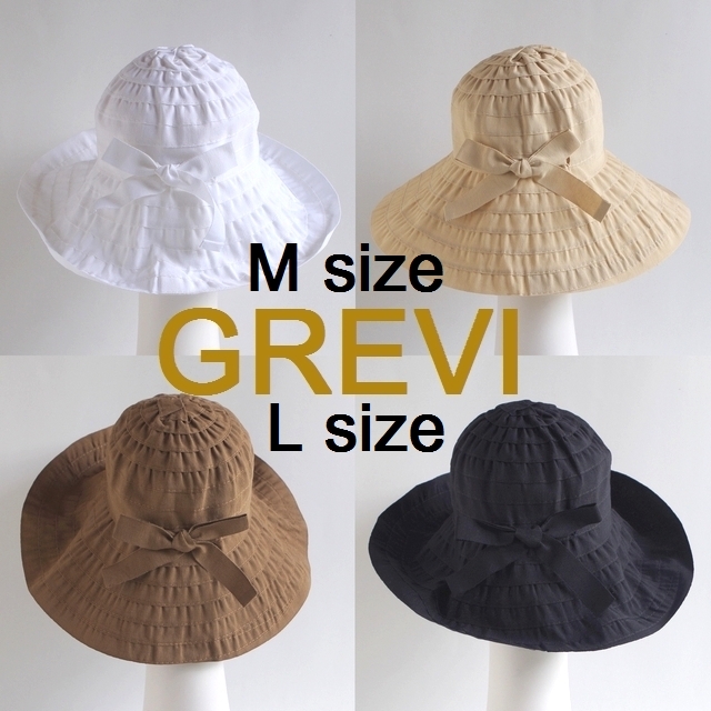 GREVI グレヴィ】リボン 折りたたみ 帽子 つば広 M Lサイズ ブレード