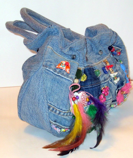 ハンドメイドバッグ （フラワー）】かわいい1点もの！デニムに