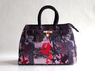 バーキン風 プリントバッグ】だまし絵 転写モチーフ/2WAY