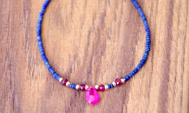 ルビー ブレスレット】天然石のプチジュエリー ラピス/ルビー