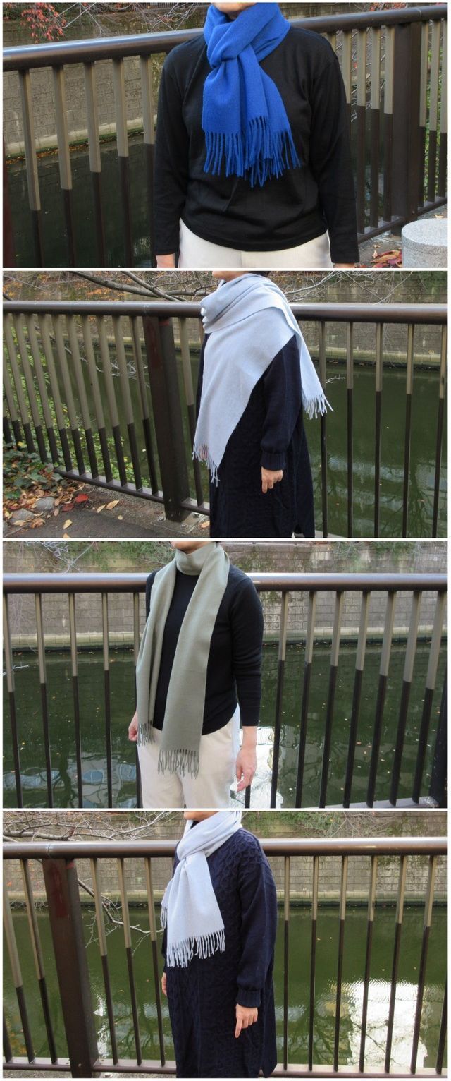 GroundY ウール100% マフラー、 ストール BLACK Solid wool muffler