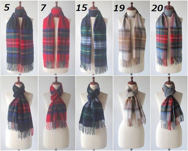 マフラー チェック ウール 100% タータンチェックのストール 厚手