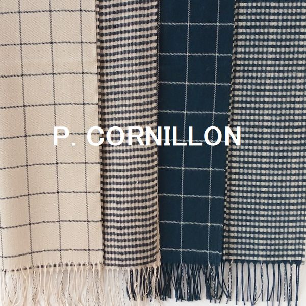 P.CORNILLON コルニヨン 大判 ストール チェック ストライプ