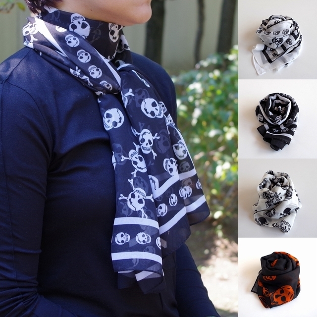 スカル ストール シルクタッチ 春 春物 夏 夏用ストール春夏 秋冬
