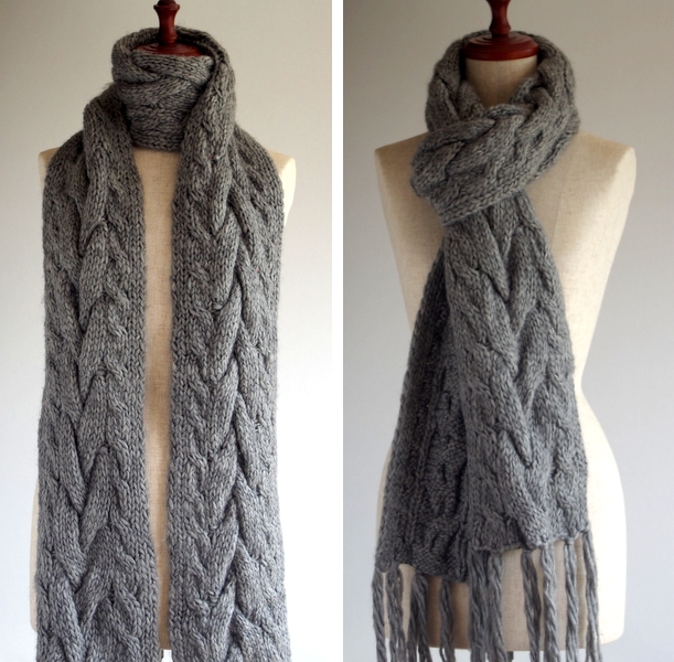 ニット マフラー ロング ケーブル 手編み 秋冬 冬 ニットマフラー