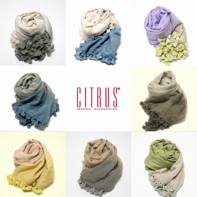 CITRUS シトラス】無地グラデーションストール コットン・シルクの  