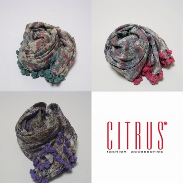 citrus シトラス　コットンシルクストール　パウダー 楽天市場】シトラス CITRUS ストール 大判 春夏 無地 ポンポン
