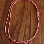 【ハウライト ロングネックレス】天然石のプチジュエリー ピンク・ビーズ/パワーストーン・Pink Coral/クリスタル★メール便対応