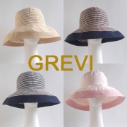 【GREVI  グレヴィ】グレビ帽子 ストライプ つば広 帽子 折りたたみ ハット イタリア直輸入 UVカット＜GREVI ブレードハット 公式ショップ＞★送料無料