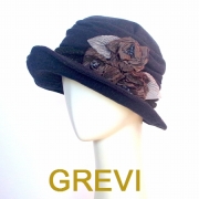 グレヴィ ブランド GREVI グレヴィ ブランド帽子 ハット ネイビー 秋冬 ドット 水玉 ハリス ツィード レディース 花 グレー コサージュ おしゃれ帽子 紺 イタリア製 firenze フィレンツェ★送料無料