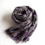 【訳あり 65%OFF YARNZ】ヤーンズChildhood Floral カシミア100%　カシミヤ ストール 大判　カシミアストール/花柄・フラワー・Grey・Camel/ヤーンツ★送料無料