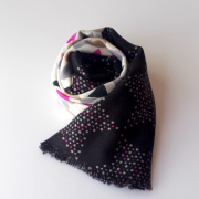 【YARNZ】16AW/ヤーンズ Ｃｈｉｎｅｓｅ Checkers カシミア ウール カシミヤ ストール 大判　カシミアストール ヤーンツ 黒 白★送料無料