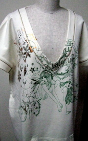 【GALLIANO】ガリアーノのスェットワンピース（Vネック） ミラノで買付けの並行輸入スェットTシャツワンピース（ホワイト）★送料無料