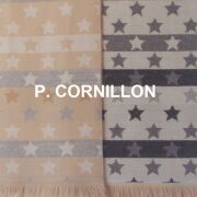 P.CORNILLON コルニヨン スター マフラー 星  星柄 レディース カシミヤタッチ ジャガード フリンジ ストール ブランド 秋冬 冬 フランス製 ホワイト シルバー グレー キャメル ブラック  アクリル　洗える 手洗い可★メール便対応