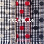 P.CORNILLON コルニヨン マフラー 水玉 ドット チェック レディース フリンジ ストール アクリル ウール リバーシブル ブランド 秋冬 冬 フランス製 カシミヤタッチ ジャガード レッド ホワイト ブラック 洗える★メール便対応