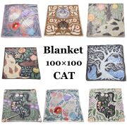猫柄 ブランケット 裏ボア ひざ掛け 100×100cm もこもこ あったか 小さめ 毛布 ネコ柄 猫好き ギフト 冬 防寒 オフィス 在宅ワーク 手洗い可 15種類から選べる