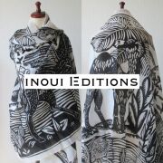 【INOUI EDITIONS】イヌイ エディションズ DUFY 白 黒 コットン リネン 大判 ストール 薄手 夏 春 春夏 紫外線 レディース メンズ おしゃれ ブランド 夏用ストール 綿 麻 uv UVカット フランスデザイン スカーフ 冷房対策 inouitoosh イヌイトゥーシュ