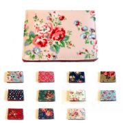 【カードケース】オイルクロス Card Wallet 花柄 フラワー バラ スター 薄い財布 パスケース カード入れ レディース　黒　ピンク★メール便対応