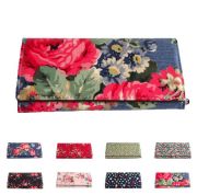 【長財布】ロングウォレット 二つ折り財布/Zip Wallet/花柄　スター　バラ　小花　ペイズリー/小銭入れ付　黒　赤/レディース★メール便対応　
