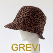 GREVI グレヴィ　ヒョウ柄帽子　ブラウン アニマル柄 レオパード イタリア直輸入 フィレンツェ グレビ帽子 動物柄 帽子専門店★送料無料